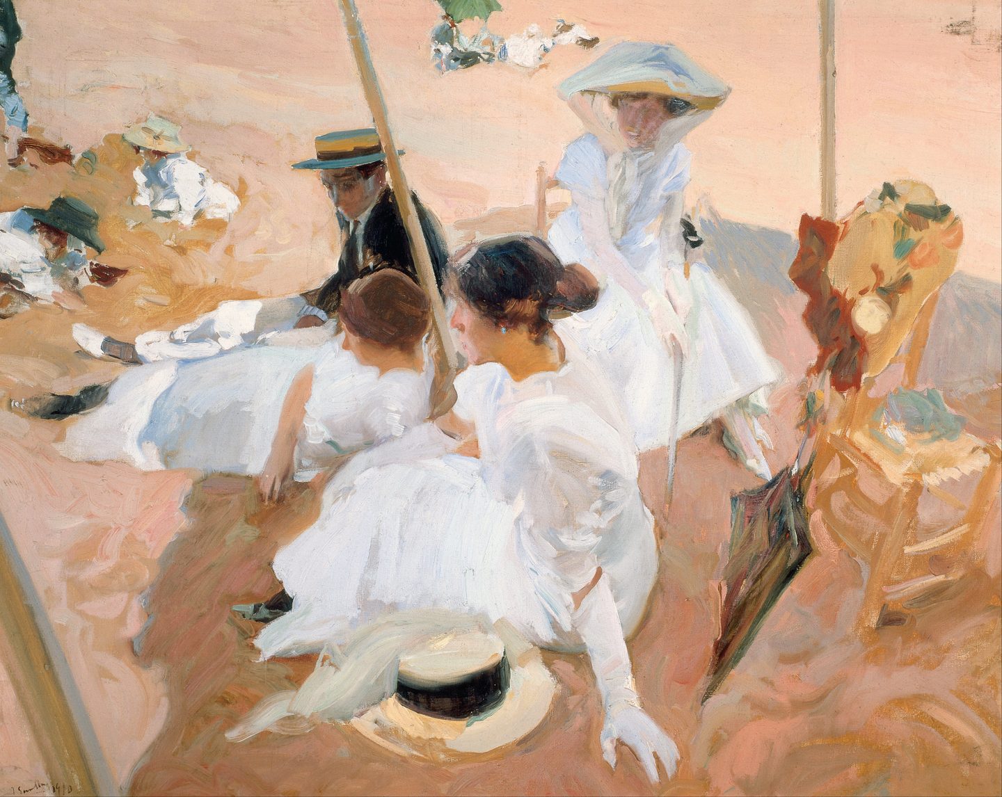 Under the Awning on Zarauz Beach, Joaquin Sorolla