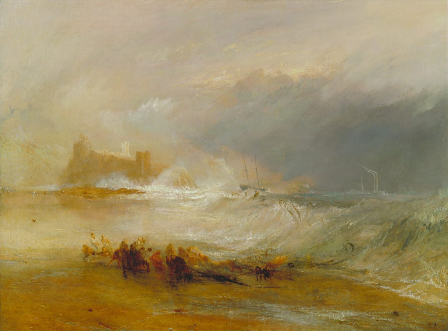 Wreckers -- Coast of Northumberland, with a Steam-Boat Assisting a Ship off Shore, J. M. W. Turner